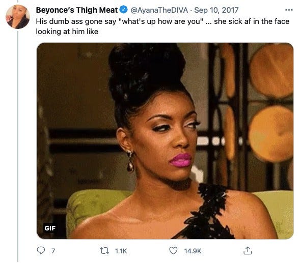 A screen capture from twitter of the face of the other woman.