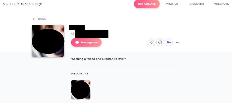 Debbie’s Ashely Madison profile.