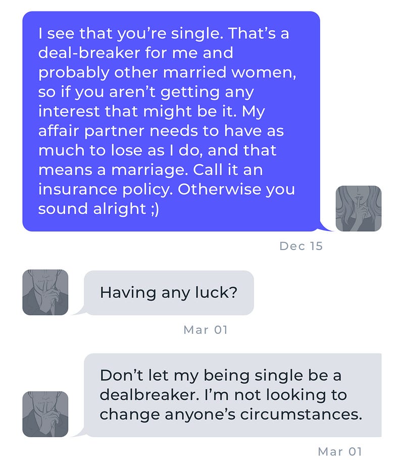 Ashley Madison message conversation.